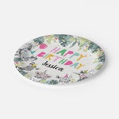 パーティーアニマルガールサファリアニマルバースデーパーティー ペーパープレート (アングル)