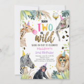 パーティーアニマルガールサファリバイルワイルドバースデーイン 招待状 (正面)