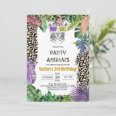 パーティーアニマルガールサファリ誕生日ジャングルズー 招待状 (スタンド正面)