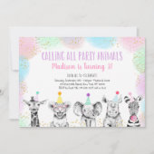 パーティーアニマルガールサファリ誕生日招待状 招待状 (正面)