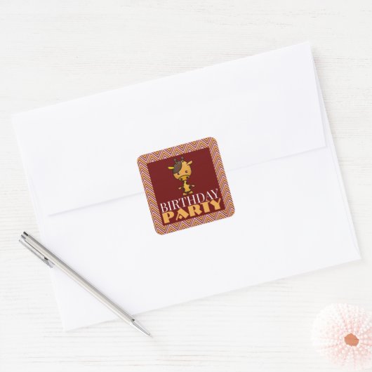パーティーアニマルキリン、シェブロン誕生日パーティー スクエアシール (封筒)