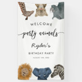 パーティーアニマルサファリバースデーパーティーへようこそ 横断幕 (縦)