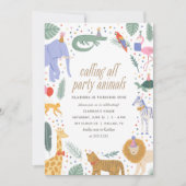 パーティーアニマルサファリバースデーパーティー 招待状 (正面)