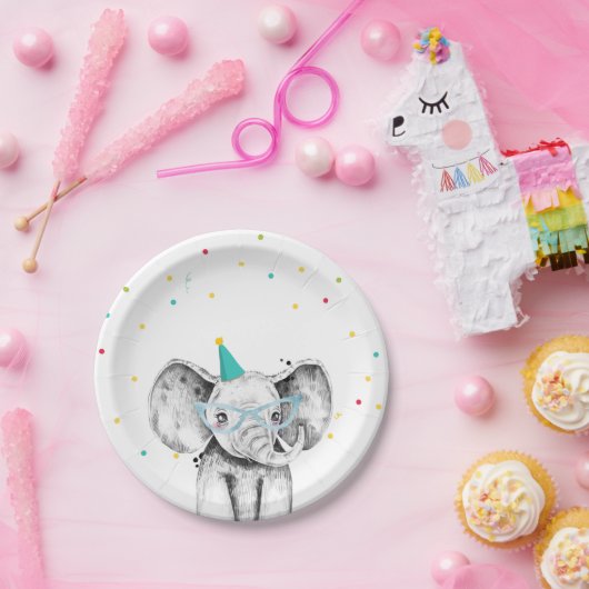 パーティーアニマルサファリワイルドエレファントズー誕生日 ペーパープレート (パーティー)