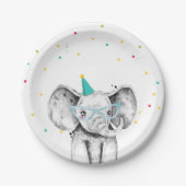 パーティーアニマルサファリワイルドエレファントズー誕生日 ペーパープレート (正面)