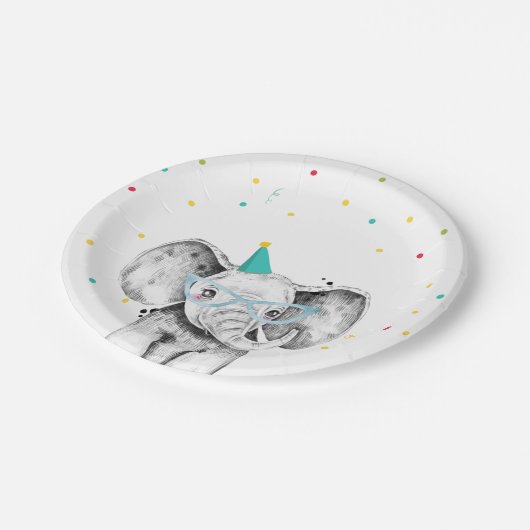 パーティーアニマルサファリワイルドエレファントズー誕生日 ペーパープレート (アングル)