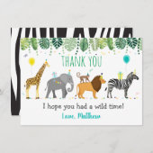 パーティーアニマルサファリ誕生日サンキュー サンキューカード (正面/裏面)
