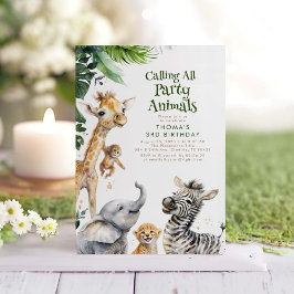 パーティーアニマルジャングルサファリおもしろい誕生日 招待状