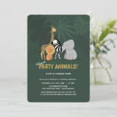 パーティーアニマルジャングルサファリ子供の誕生日 招待状 (スタンド正面)