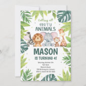 パーティーアニマルジャングルサファリ誕生日招待状 招待状 (正面)