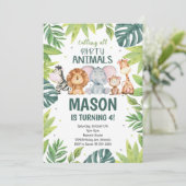 パーティーアニマルジャングルサファリ誕生日招待状 招待状 (スタンド正面)