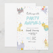 パーティーアニマルズの誕生日招待状 招待状 (正面/裏面)