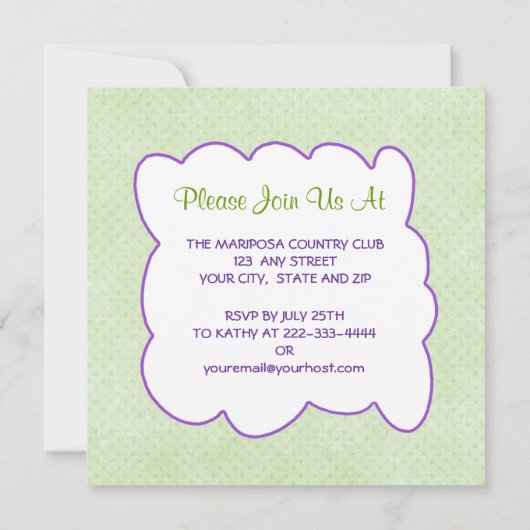 パーティーアニマルズグリーン誕生日招待状 招待状 (裏面)