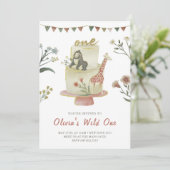 パーティーアニマルズケーキlワイルドワン誕生日 招待状 (スタンド正面)