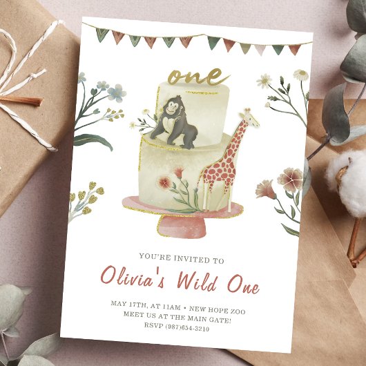 パーティーアニマルズケーキlワイルドワン誕生日 招待状