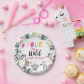 パーティーアニマルズサファリガールピンクフォーワイルド誕生日 ペーパープレート (パーティー)