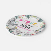 パーティーアニマルズサファリガールピンクフォーワイルド誕生日 ペーパープレート (アングル)