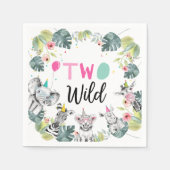 パーティーアニマルズサファリガールピンク第2誕生日第2位 スタンダードカクテルナプキン (正面)