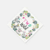 パーティーアニマルズサファリガールピンク第2誕生日第2位 スタンダードカクテルナプキン (角)