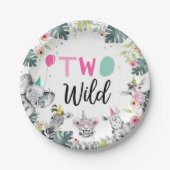 パーティーアニマルズサファリガールピンク第2誕生日第2位 ペーパープレート (正面)