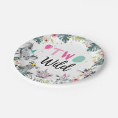 パーティーアニマルズサファリガールピンク第2誕生日第2位 ペーパープレート (アングル)