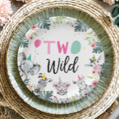 パーティーアニマルズサファリガールピンク第2誕生日第2位 ペーパープレート