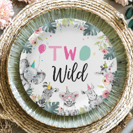 パーティーアニマルズサファリガールピンク第2誕生日第2位 ペーパープレート