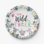 パーティーアニマルズサファリガールピンク第3誕生日 ペーパープレート (正面)
