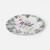 パーティーアニマルズサファリガールピンク第3誕生日 ペーパープレート (アングル)