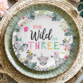 パーティーアニマルズサファリガールピンク第3誕生日 ペーパープレート