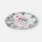 パーティーアニマルズサファリガールピンク第3誕生日 ペーパープレート (アングル)