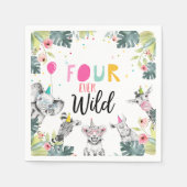 パーティーアニマルズサファリガールフォーエバーワイルド誕生日 スタンダードカクテルナプキン (正面)