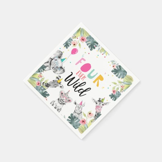 パーティーアニマルズサファリガールフォーエバーワイルド誕生日 スタンダードカクテルナプキン (角)