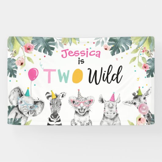 パーティーアニマルズサファリガールワイルドピンク背景B 横断幕 (横)