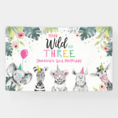 パーティーアニマルズサファリガール第3誕生日背景 横断幕 (横)