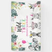 パーティーアニマルズサファリガール第3誕生日背景 横断幕 (縦)