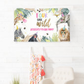 パーティーアニマルズサファリガール第4誕生日背景 横断幕 (インサイチュ)