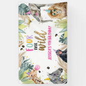 パーティーアニマルズサファリガール第4誕生日背景 横断幕 (縦)