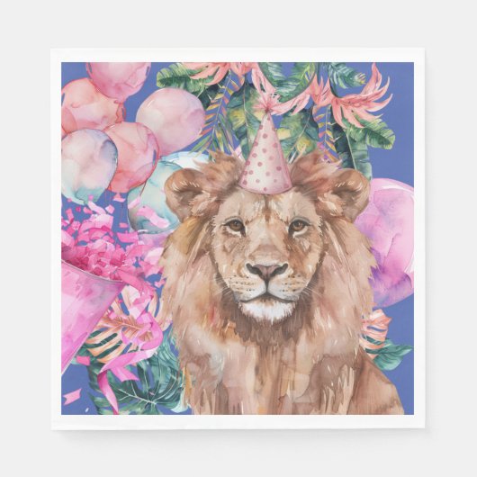 パーティーアニマルズサファリジャングルワイルドワン誕生日 スタンダードランチョンナプキン (正面)