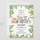 パーティーアニマルズサファリジャングル誕生日招待状 招待状 (正面)