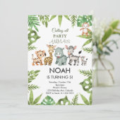 パーティーアニマルズサファリジャングル誕生日招待状 招待状 (スタンド正面)