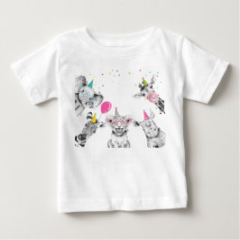 パーティーアニマルズサファリバースデーパーティーガール誕生日 ベビーTシャツ