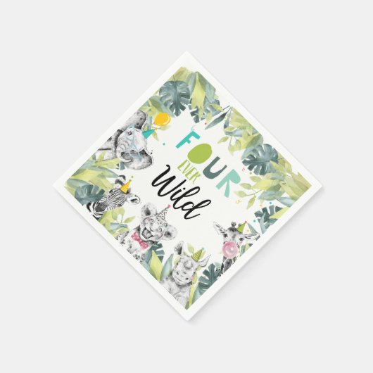 パーティーアニマルズサファリフォーエバーワイルドボーイ誕生日 スタンダードカクテルナプキン (角)