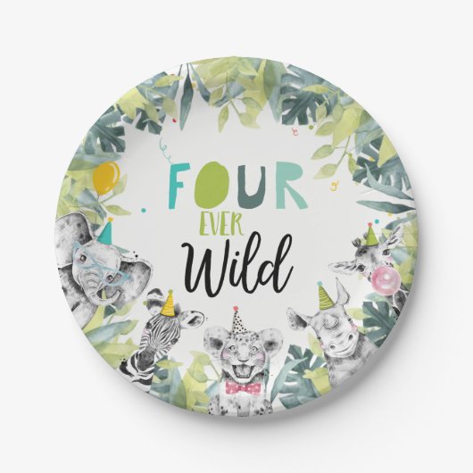 パーティーアニマルズサファリフォーエバーワイルドボーイ誕生日 ペーパープレート (正面)