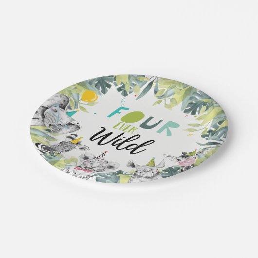 パーティーアニマルズサファリフォーエバーワイルドボーイ誕生日 ペーパープレート (アングル)