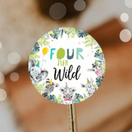 パーティーアニマルズサファリボーイフォーエバーワイルド誕生日 ラウンドシール