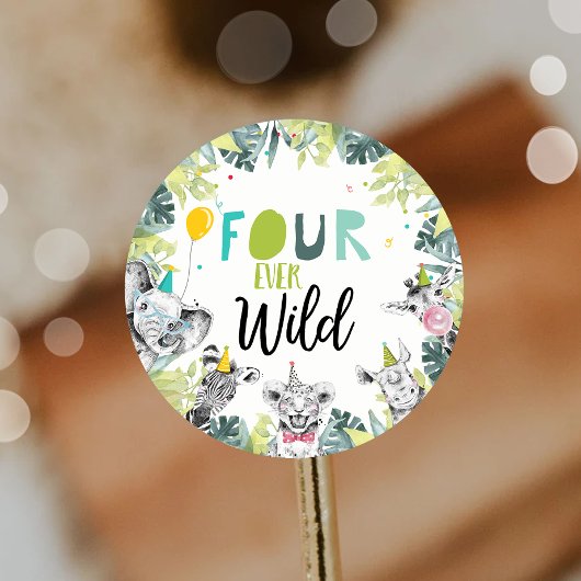 パーティーアニマルズサファリボーイフォーエバーワイルド誕生日 ラウンドシール