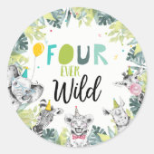 パーティーアニマルズサファリボーイフォーエバーワイルド誕生日 ラウンドシール (正面)