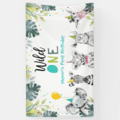 パーティーアニマルズサファリボーイワイルドワン最初の誕生日 横断幕 (縦)