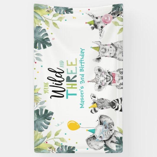 パーティーアニマルズサファリボーイ第3誕生日背景 横断幕 (縦)